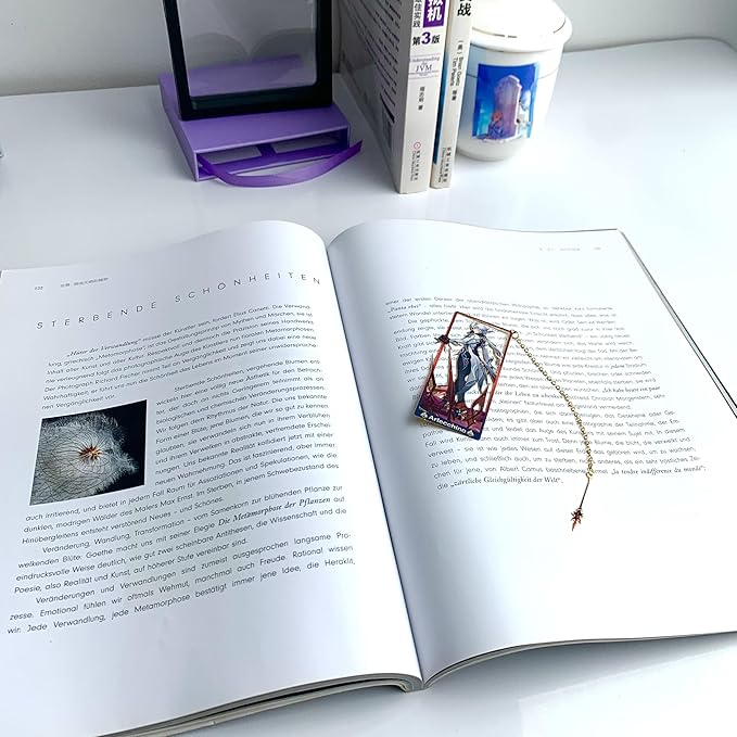 Genshin Impact Arlecchino Metal Bookmark - Anime Figure Merch with 3D Display Box - Birthday Gifts for Fans Friends Gamer Book Lovers - Zllada