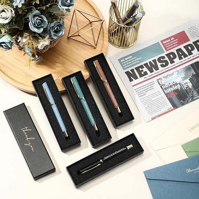 PerKoop 10 Set Thank You Gifts Inspirational Ballpoint Pens with Gift Boxes Bulk Appreciation Party Favors for Employee Coworker Staff Team Friends Office Supplies(Macaron,Proud)