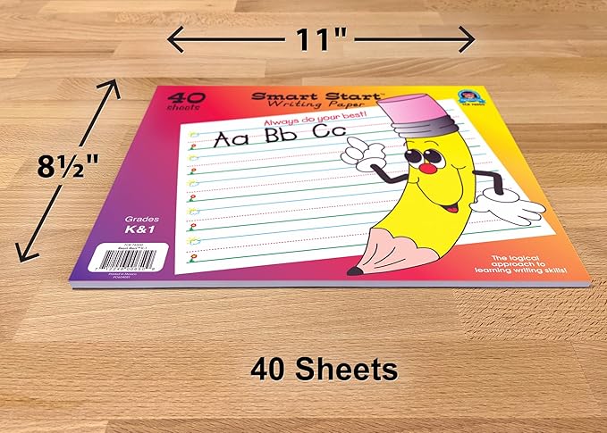 Teacher Created Resources Smart Start K-1 Writing Paper: 40 Sheet Tablet,White