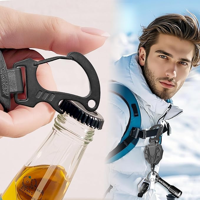 2 Pack Retractable Keychain Heavy Duty Outdoor Carabiner Badge Holder-Outdoor Carabiner for ID Badges, Key Holders, and More - Ideal for Work Badge Clips & Key Management