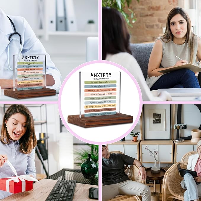 Anxiety Psychology Student Graduation Gift Clear Desk Decor Signs, Psychologist Gifts for Students, School Counselor Teacher Mental Health Awareness Therapist Office Decor Plaque TZD64
