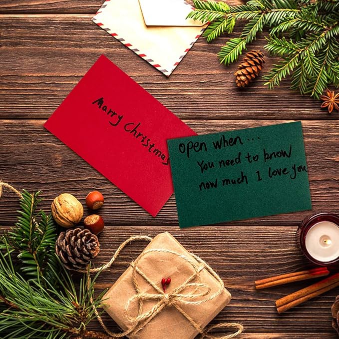 120 Pack Mini Envelopes Christmas Red and Green Envelopes Self-Adhesive Kraft Paper Tiny Pockets for Holiday Small Gift Cards Invitations Business Notes(4.13"×2.76") (Green)