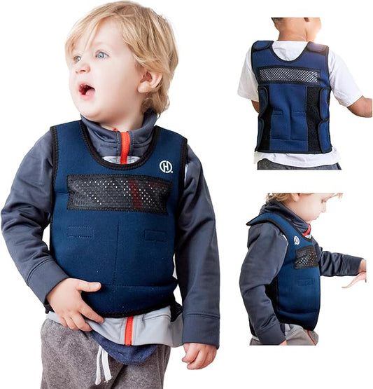 Harkla Weighted Vest for Kids - Neoprene Compression Vest - Ages 2 to 4 - Adjustable Kids Weighted Vest with 2lb Weight - Breathable and Washable Compression Vest - Small