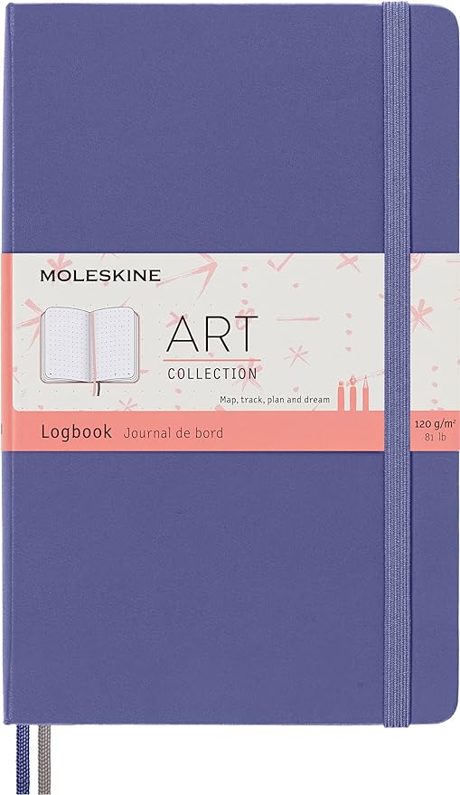 Moleskine Art Logbook, Hard Cover, Large (5" x 8.25"), Dotted, Lavender Violet, 160 Pages