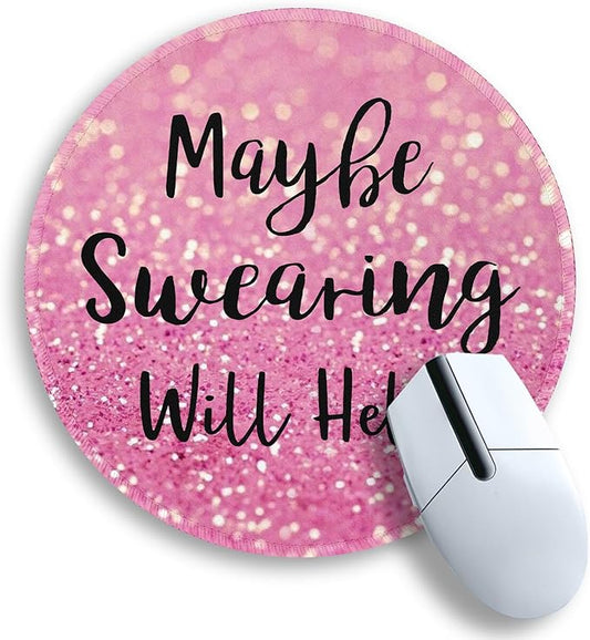 Gctriki Computer Mouse Pad, Funny Pink Round Mouse Pads for Desk Travel Work Laptop Gaming, Cute Pink Home Office Supplies Desk Accessories Decor Inspirational Gifts for Women