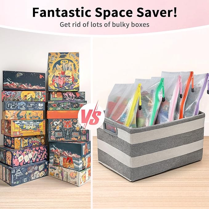 Umriox Zipper Pouch, 16.9x12.4 in (12 Colors, 12 Packs), Extra Large Zipper Bags, Waterproof Zipper Pouches for Office Supplies, Puzzles, Board Game Storage & Cross Stitch Projects