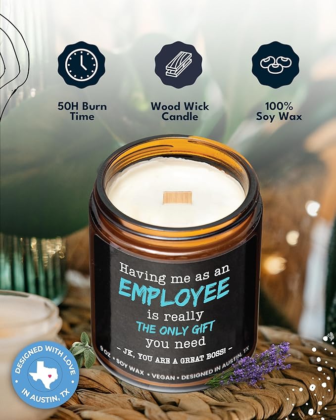 Funny Boss Candle, Boss Gifts for Men, Best Boss Gifts for Men, National Boss Day Gifts for Men, Gag Gift for Boss, Having Me as an Employee is The Only Gift You Need, Birthday, Christmas, Gift-Ready