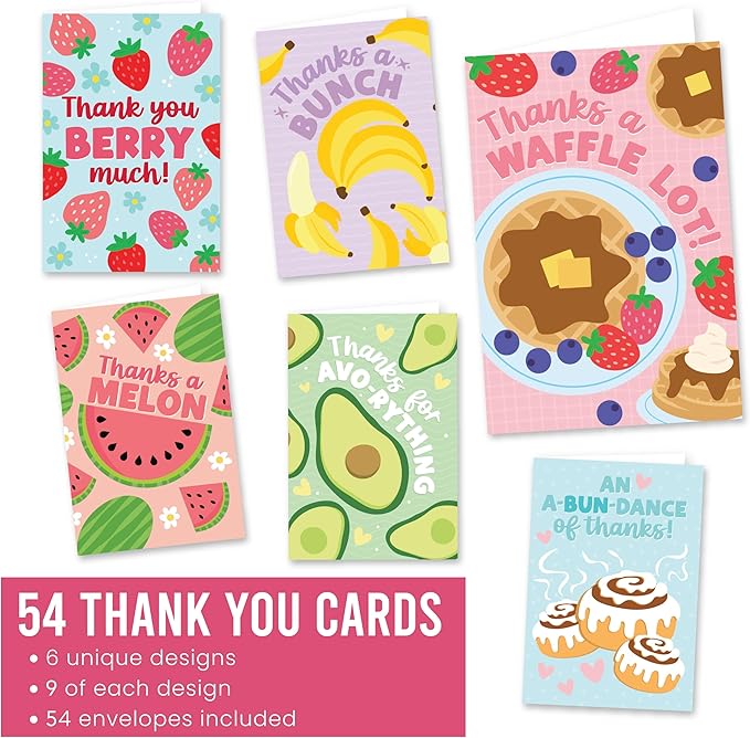 54 Colorful Funny Thank You Cards With Envelopes Bulk - Thank You Notes With Envelopes Set, Thank You Card Kids, Teacher Thank You Teacher Cards, Kids Thank You Card For Teachers Appreciation