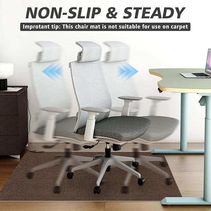 Sycoodeal Office Chair Mat,Computer Gaming Desk Chair Mat for Hard Wood & Tile Floor,Large Anti-Slip Floor Protector Rug,Anti-Slip Home Chair Mat,Easy to Clean,48" X 36" Coffee