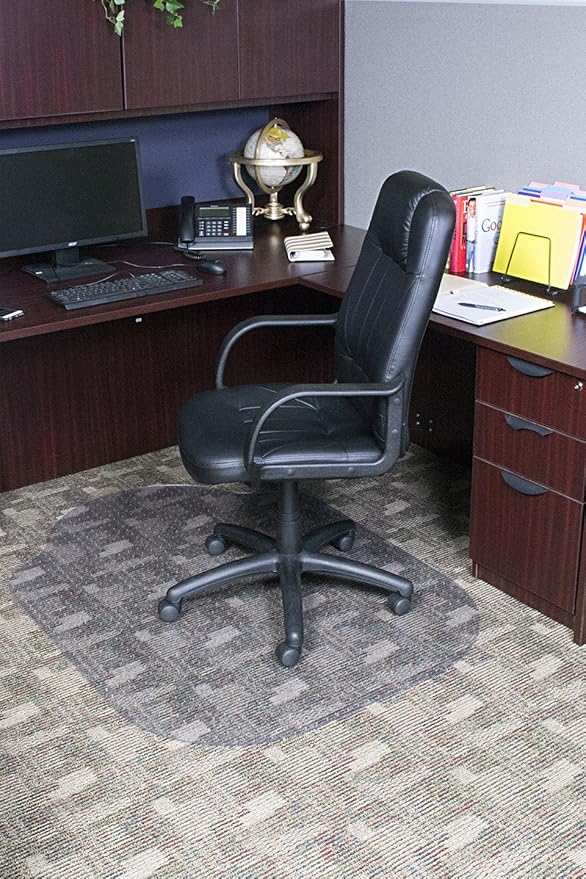 Evolve Modern Shape 42"x 56" Clear Office Chair Mat with Lip for Low and Medium Pile Carpet, Made in The USA by Dimex, C5D5001J