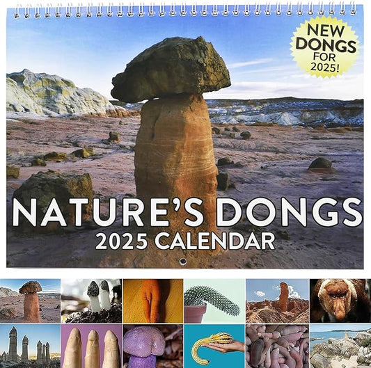 2025 Funny Nature's Dongs Prank Wall Calendar 12 Month Dick Pics Hanging Calendar for Home Office White Elephant Gag Gift for Family Friends Adults Coworkers 8.5" x 11"