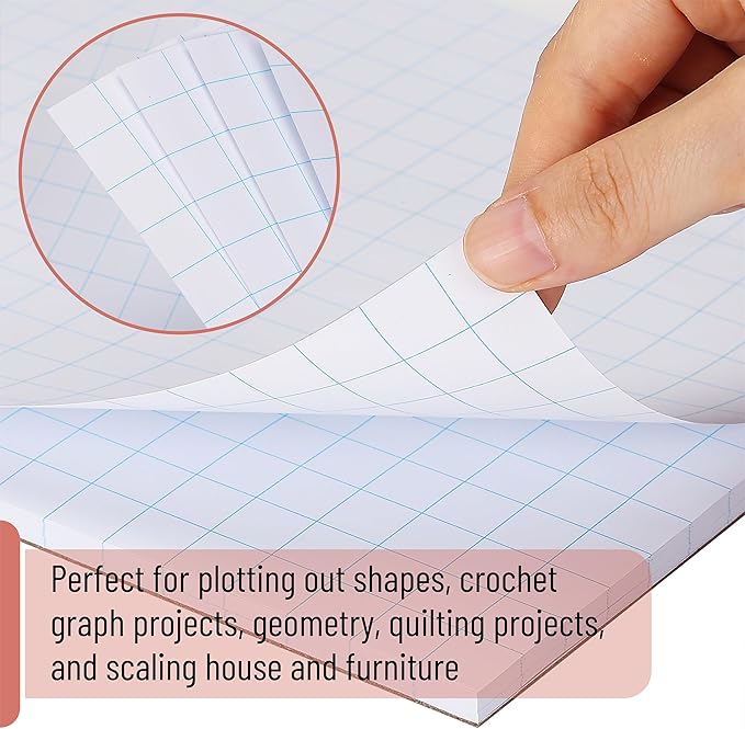 Mr. Pen- Graph Paper, 2 Pack, 8.5"x11", 2x2 (2 Squares per inch), 55 Sheets/Pad, Graphing Paper, Grid Paper Pad, Math Graph Paper Pad, Drafting Paper, Computation Pads, Square Paper, Math Paper