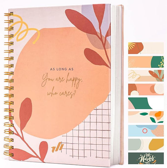 Spiral Notebook - 10.25" x 7.25" Spiral Journal Notebooks College Rule, Cute Notebook Journal for Note Taking Women Writing School, Notebooks for Work, 100 GSM, 300 Pages (Who Cares?)