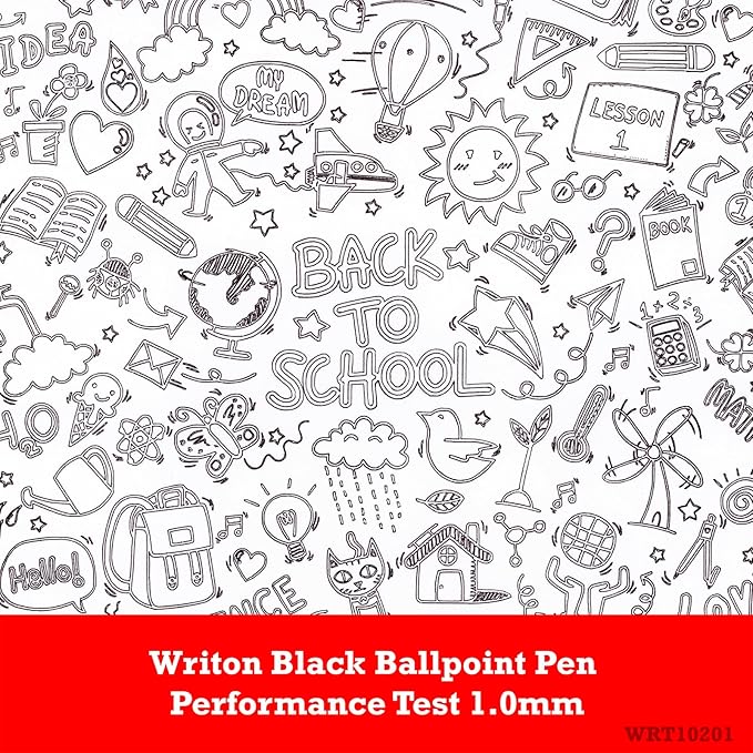 Writon Retractable Ballpoint Pens, Triangle Grip and Barrel, 1.0mm Medium Point, Black Ink, 12 Pack