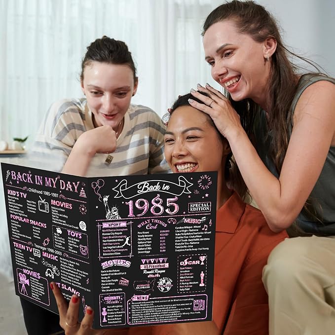 40th Birthday Card for Women Her, Jumbo 3D Pop Up 40th Birthday Gifts, Back In 1985 Happy 40 Year Old Sister Birthday Decorations Cards Card for Wife, Rose Gold