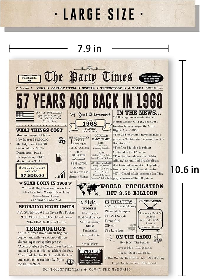 Funny 57th Birthday Card for Her Him, Retro 57th Birthday Decorations for Women Men Mom Dad, Large 57 Years Old Bday Gift Ideas