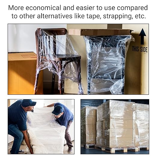 IDL Packaging 3" x 1000' Stretch Wrap Mini Roll of 80 Gauge (Pack of 10 Replenishment Rolls) - Extra Sticky Clear Plastic Wrap Film - Great Tear-Resistant Plastic Wrap for Moving and Office Needs