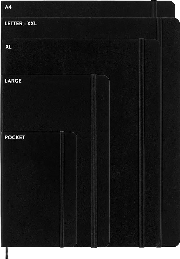 Moleskine Classic Expanded Notebook, Soft Cover, Large (5" x 8.25") Squared/Grid, Black, 400 Pages