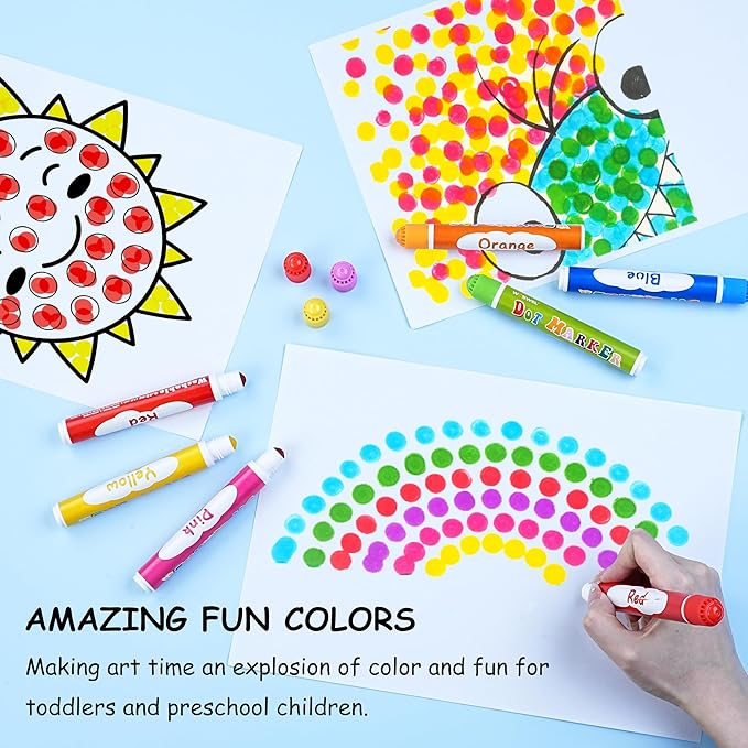 Dot Markers, 20 Colors Washable Dot Paint Markers for Toddlers Kids Preschool, Bingo Daubers Supplies, Painting Art and Crafts Kits Coloring Set, Class Valentine Gift Art Party