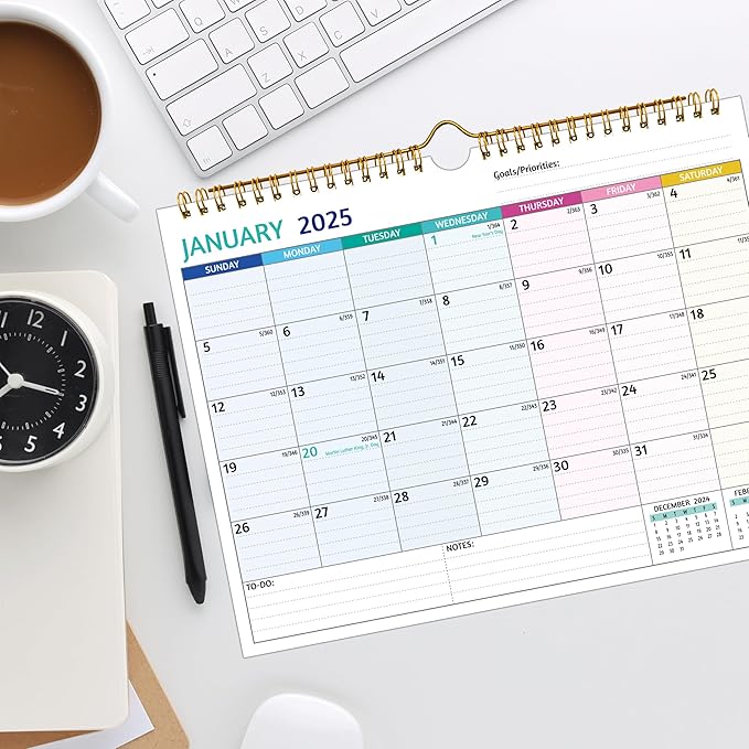 Wall Calendar 2025-2026 – 2 Year Calendar 2025-2026, 11 x 8.5 In, Jan 2025 - Dec 2026, 2025 Calendar 24 Months, Small Monthly Calendar 2025, with Ruled Blocks, Thick Paper, Holidays, To-dos ＆ Notes