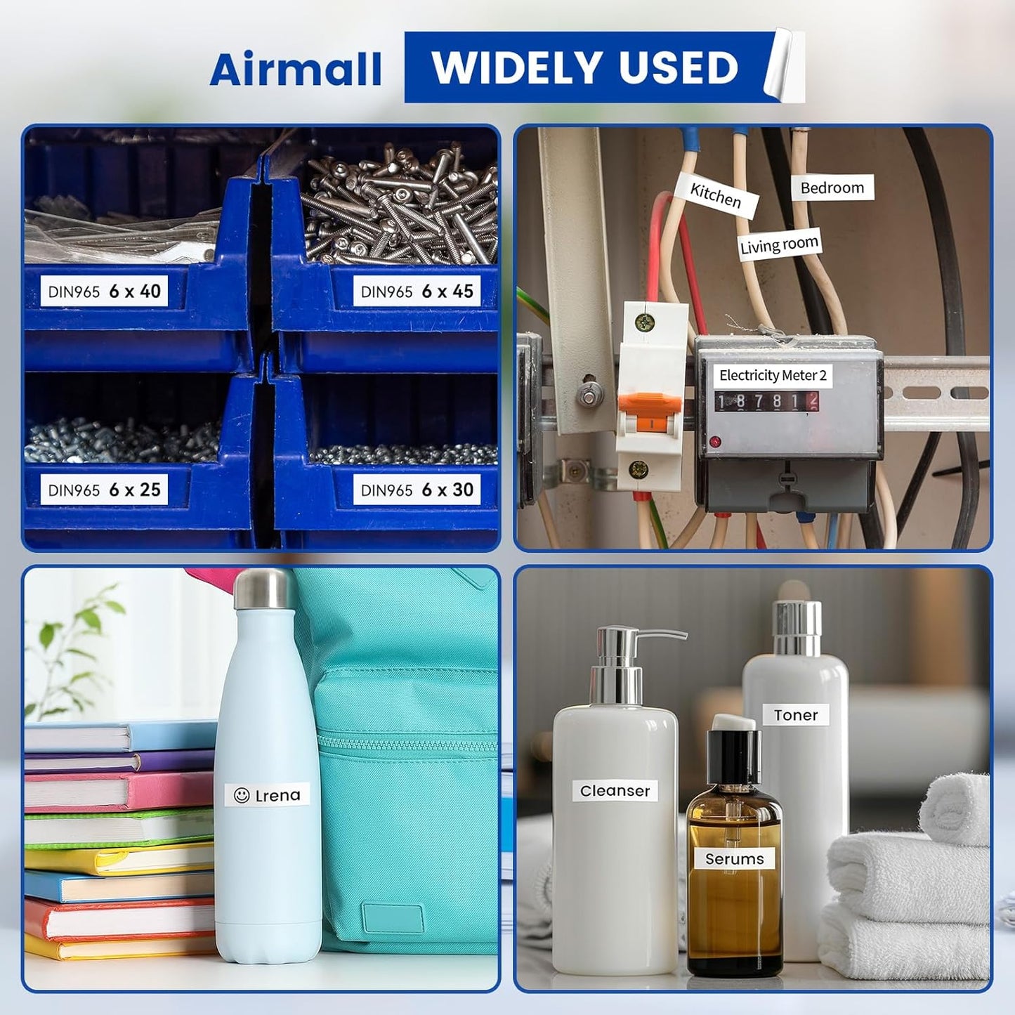 Airmall Tze 12mm 0.47 Laminated White Label Maker Tape Refill Compatible with Brother Ptouch Tape 12mm 0.47 White TZe-231 TZe231 for PT-D220 1180 1280 1290 1750 1830, 8 Pack