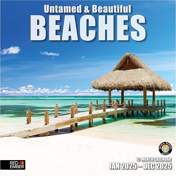 RED EMBER Untamed & Beautiful Beaches 2025 Wall Calendar 12 Month | 12" x 24" Open | Thick & Sturdy Paper | Giftable | Calendar 2025