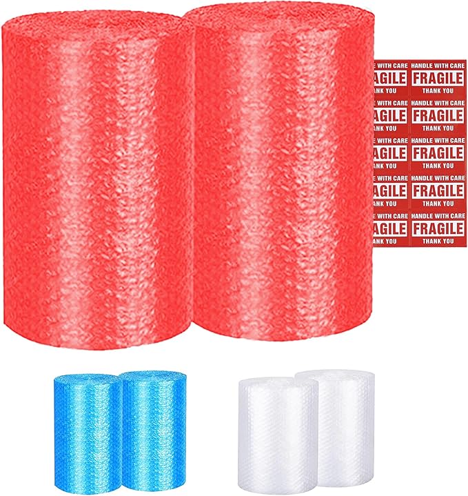 Yens Bubble Cushioning Rolls Packing Materials, 3/16" AIR Bubble,72 FT, 12 inch width Perforated every 12" (72 ft, Red)