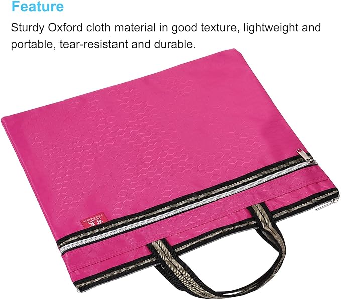PATIKIL Waterproof Zipper File Bag, Documents Books Tools Storage Zip Pouch for Office Travel, Rose Red
