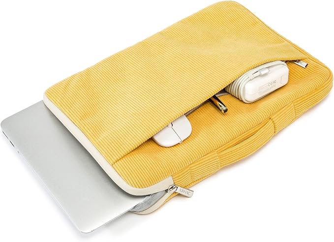 Kinmac Corduroy 360° Protective Water Resistant Laptop Case Bag Sleeve Compatible with LG Gram 16 inch and 15.6 inch-16 inch Laptop (Yellow)