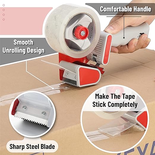 Mr. Pen - Packing Tape Dispenser Gun 2-Inch, 2 Pack with 2 Rolls Tape, Heavy Duty Packing Tape with Dispenser, Packaging Tape, Tape Gun, Clear Packing Tape, Tape Gun for Packing Boxes, Moving Tape