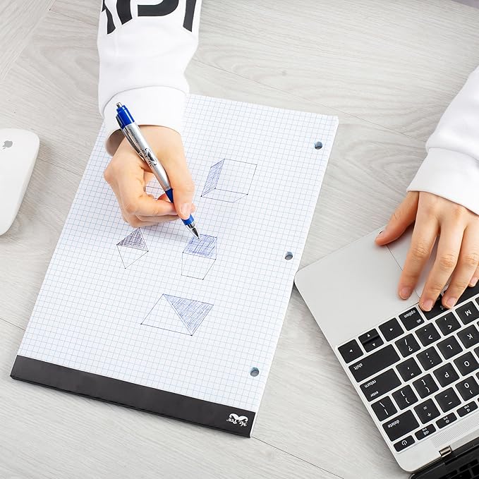 Mr. Pen- Graph Paper, 2 Pack of 55 Sheets, 8.5"x11", 5x5 (5 Squares Per Inch), 3-Hole Punched, Graphing Paper, Grid Paper Pad, Math Graph Paper Pad, Drafting Paper, Computation Pads, Math Paper