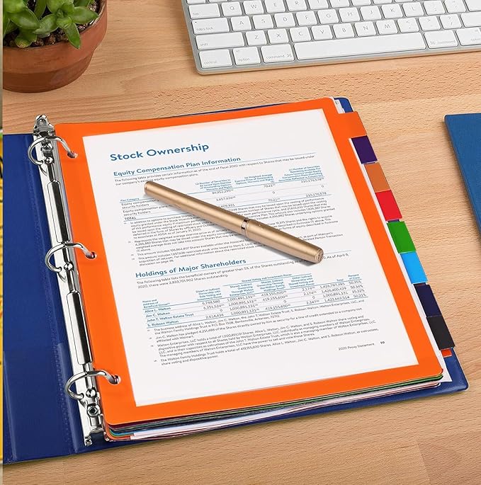 HABGP 24Pcs/3 Set 8 Tab Dividers for 3 Ring Binder, 24 Pcs Clear Color 3 Ring Binder Dividers with Tabs, Page Folder Dividers, Plastic Tabbed File Dividers with Tabs, Three Ring Binder Index Dividers