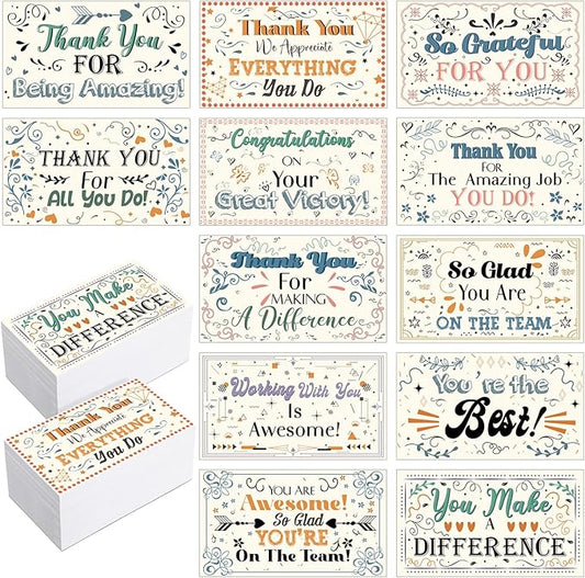 Yeaqee 240 Pcs Employee Appreciation Kudos Cards Funny Blank Back Motivational Card Encouragement Thank You Note Recognition Card for Teacher College Affirmation Gift(Drawing)