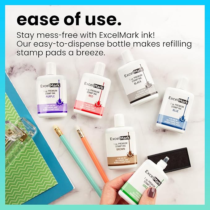 ExcelMark Premium Self-Inking Stamp Refill Ink - 1 oz. (Purple)