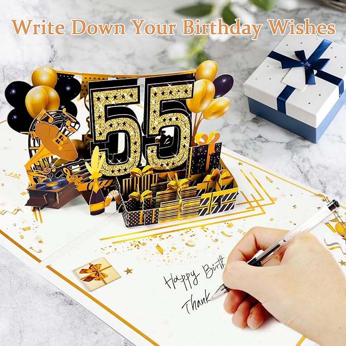 55th Birthday Card for Men Women, 3D Pop Up 55th Birthday Gifts Cards for Him Her, Back In 1970 Funny 55 Year Old Birthday Decorations