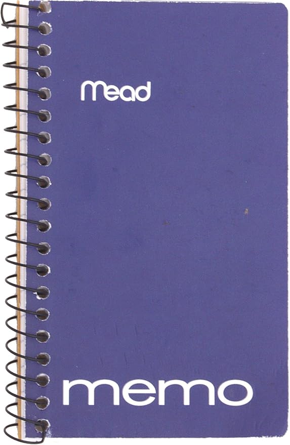 Mead Memo Pads, 8 Pack, Lined College Ruled Paper, Pocket Notebook, Small Spiral Notebooks for Home Office Accessories, School Mini Note Pads, 60 Sheets, 5" x 3", Blue, Black, Red, Green (73605)