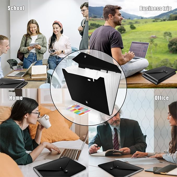 Nicecho Expanding File Folder, 7 Pockets Accordion File Organizer, A4 Letter Size Paper Document Receipt Organizer Accordian Filing Folder for Classroom, Home, Office and Travel