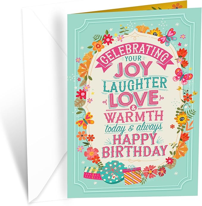 Prime Greetings Birthday Card For Her, Made in America, Eco-Friendly, Thick Card Stock with Premium Envelope 5in x 7.75in, Packaged in Protective Mailer