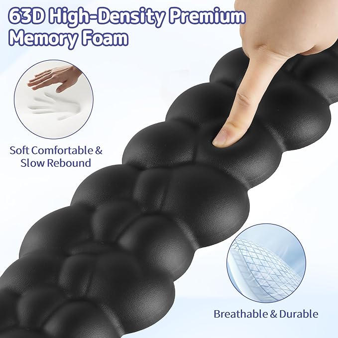 Cloud Wrist Rest Keyboard, Cloud Palm Rest Set with PU Leather Memory Foam, Cute Keyboard Rest for Wrist Support and Arm Rest, Desk Cloud Wrist Pad for PC/Gaming/Hand Cushion/Computer-Black