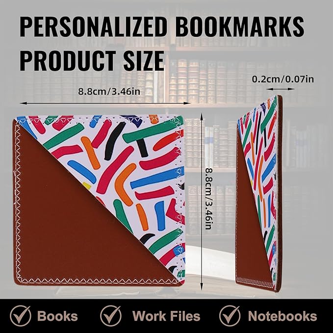 4 Pieces Leather Bookmarks, Cute Book Accessories for Reading Lovers, Page Markers for Women Girls Men Boys Student Teacher Retirement Birthday Gift (Abstract Colors)