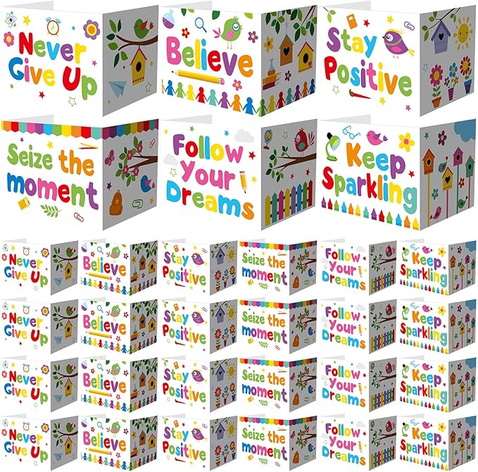 Honoson 24 Pcs Bulk Inspirational Privacy Folders for Students Cardboard Test Privacy Boards Motivational Words Desk Dividers Shield for Classroom School Study Supplies, 6 Styles(Energetic)