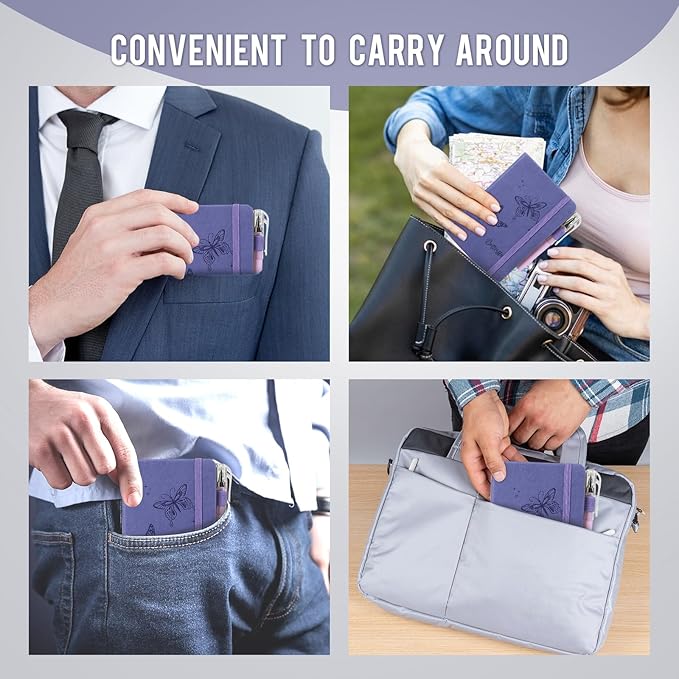 Small Notebook College Ruled, 3 Pack (3 color) 3.7x5.7 in Pocket Notebook Butterfly Journaling Notebooks Mini Hardcover Lined Note Pads with Pens for Work Business Travel and Office Supplies