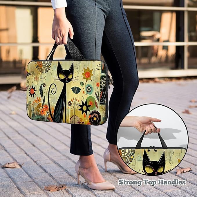 Universal Laptop Sleeve Tablet Case 12 inch, Graffiti Cat Slim Carrying Case Durable Handbag Travel Laptop Bag for Surface Pro 9 8 7/Laptop Go 2 3, MacBook Air 11/12