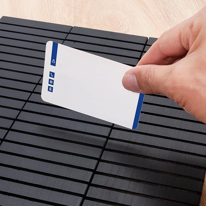 WILLOWDALE 4Pcs 12" Wood Name Badge Holder Organizer, Black Counter Card Holder Stand for Name Tag ID Badge Plastic Card Holder, Detachable Business Card Holder Display Tray for Desk Office Reception