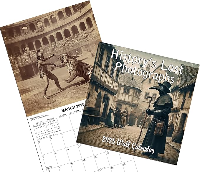 2025 History's Lost Photographs Monthly Wall Calendar - Historical Events Captured as if by Photograph | 12" x 24" | Thick Sturdy Paper | History Calendar 2024-2025