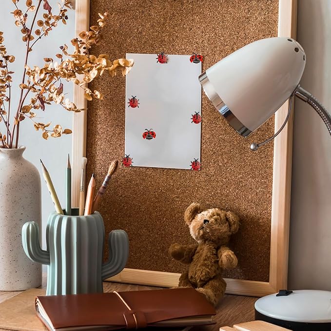 GOUWEIBA 40 Packs Decorative Thumb Tacks - Cute Push Pins Colorful Pushpins for Photo Wall Cork Board Bulletin Board Home Office Decor Cubicle Decorations (Ladybug)