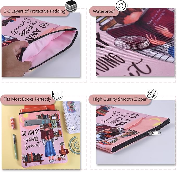 Book Sleeve for Book Lovers, Bookish Book Protector, Book Covers for Paperbacks, Washable Fabric, Book Sleeves with Zipper, Medium 11 Inch X 8.7 Inch