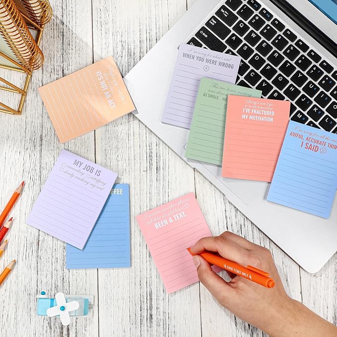 Funny Notepads with Sayings Sticky Funny Office Supplies to Do List Sarcastic Work Assorted Notepad for Workers, 12 Designs, 3 x 3.93 Inch(Classic Style)