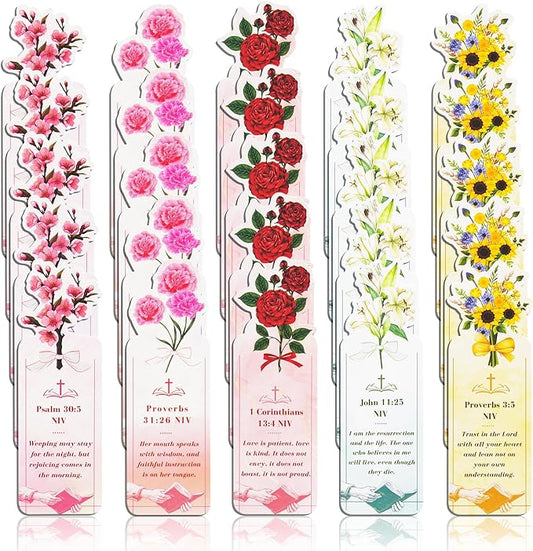 Bible Bookmark for Women, 80 Scriptures Religious Inspirational Bible Verse Bookmarks for Christian Gifts, Prayer Cards, Pink Scripture Book Marks for Reading Women, Book Lovers, Church Gifts in Bulk
