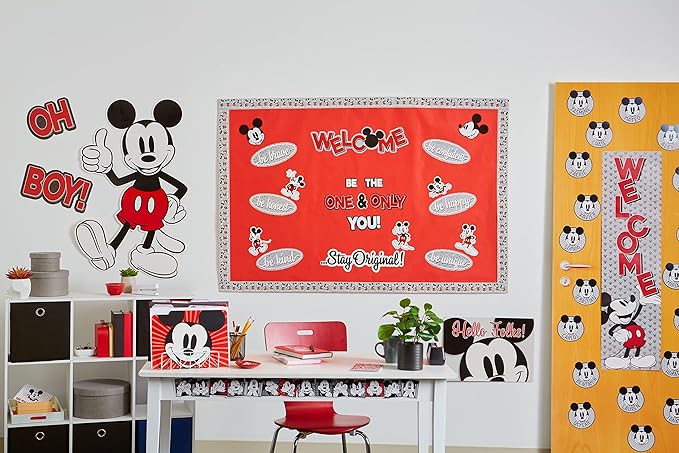 Eureka Disney Retro Mickey Mouse Paper Cut-Out Classroom Decorations for Teachers, 36 Pieces
